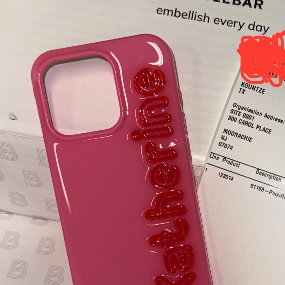 iPhone 15 Pro Pink personalized Cell Phone Case with Katherine made into case